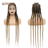 36" Full Lace Frontal Wigs For Women Cornrow Braided Wigs With Baby Hair Synthetic Wig Braide African Jumbo Knotless Braid Wig