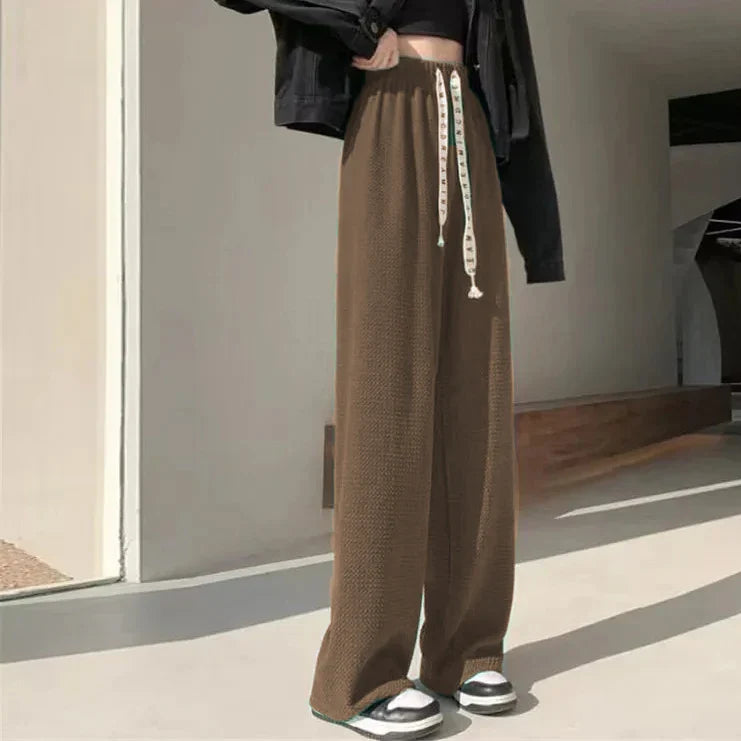 2024New Knit Spring Preppy Style Sailor Collar Women Knitted Cardigan Elastic Wide Leg Pant Long Sleeve Korean Outfit Tracksuit