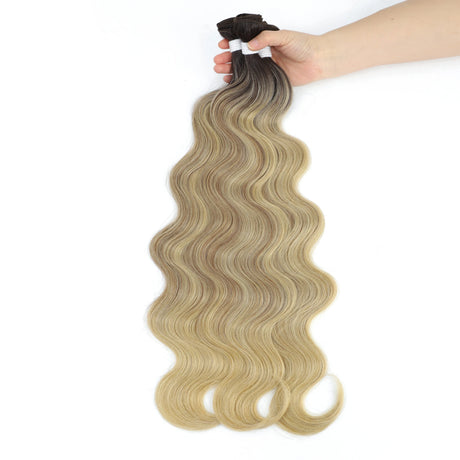 Colorful Body Wave Hair Bundles 613 Piano Blonde Natural Synthetic Hair Extensions Ombre Thick Ponytail Loose Deep Hair Weaving