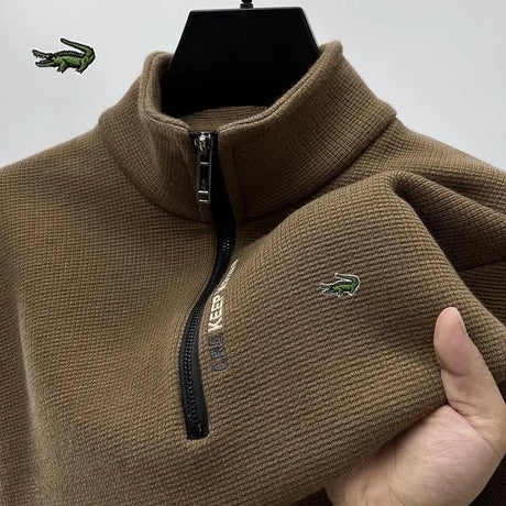 New high-quality Plush and Thickened Hoodie for Men's Winter Warmth T-shirt With Long Sleeves and Standing Collar Base Shirt Top