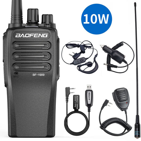 Baofeng-BF-1909 Two-Way Radio, Long Range Professional Walkie Talkie, Portable Communicator Radio for Hunting TypeC 4800mAh, 10W