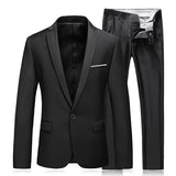 2023 Men's Business Fashion High Quality Gentleman Black 2 Piece Suit Set / Blazers Coat Jacket Pants Classic Trousers