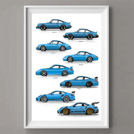 911 Generations Car Colorful Poster Canvsa Print Painting Home Decor Wall Art Decoration Gift For Car Lover Frameless