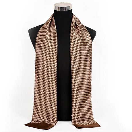 [BYSIFA] Men Silk Scarf Neck Scarf Fall Winter Male Long Scarves Fashion Houndstooth Business Scarf Cravat 170*30cm