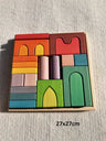 Big size Wooden  Blocks Lime Rainbow  Building Stacking Castel Step Shape Cubes Corner Stones for Kids Creative Play