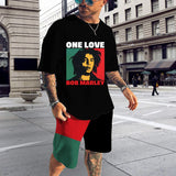 Summer Men's Tracksuit Bob Marley Reggae Music T-Shirt Shorts Set Casual Suit Fashion Outfit Male Oversized Streetwear One Love