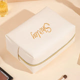 Personalized Embroidery Makeup Bag Portable PU Saffiano Leather Waterproof Toiletry Cosmetic Kits for Man Woman Custom Name Logo