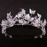 Handmade Bridal Pearl Rhinestone Crown Tiara Butterfly Floral Crown Wedding Gift Floral Design Crown Hair Accessories