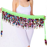 Colorful Belt Belly Dance Belt Costumes Double Layers Sequins Tassel Belly Dance Hip Scarf for Women Indian Belly Dancing Belts