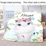 Custom Name Blanket Kawaii Baby Girl Boy Kids Personalized Blankets Cartoon Animal Cute Soft Flannel Throw Blanket Birthday Gift