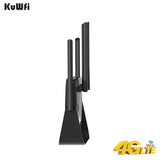 KuWfi 4G Wifi Router with Sim Card 300Mbps 4 Antennas LCD Display Mobile Wi-Fi Hotspot LTE Router for IP Camera WiFi Coverage