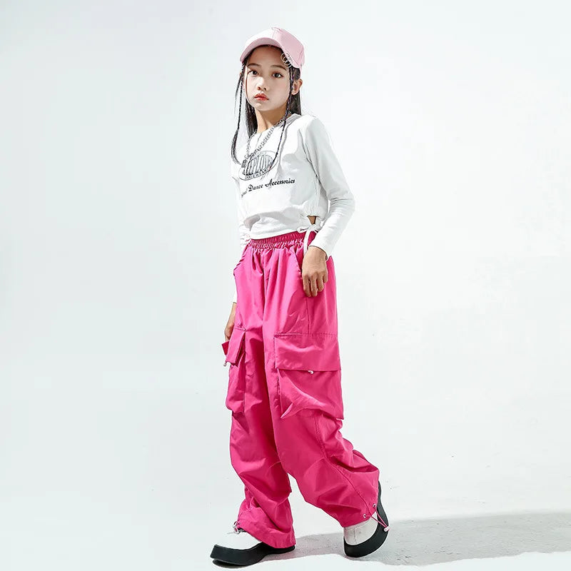 Jazz Dance Children's Trendy Autumn Street Dance Hiphop Training Dress Girl Model Naked Navel Walking Show Performance Dress