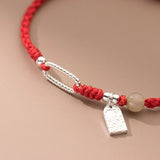 24cm Lucky 925 Silver Rope Bracelets Women Silver Buckle Hanging Bead Red Thread Line String Bracelets For Women Girl