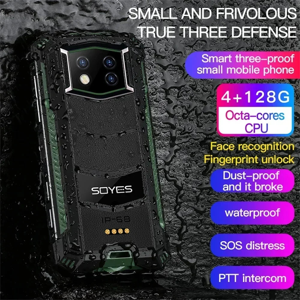 SOYES S10 MAXo 4G Rugged Mini Smartphone Android 11 3.5 Inch Quad Core 8GB+256GB 2400mAh Face ID Unlock PTT Cell Phone On Sale