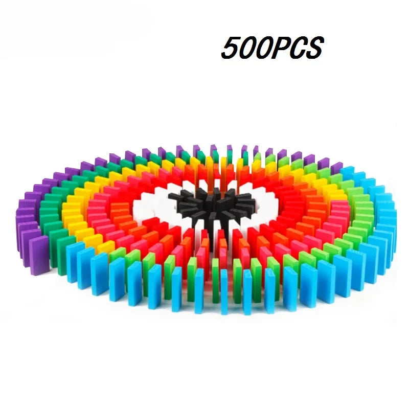New Kids 100/300/500pcs Children Color Sort Rainbow Wood Domino Blocks Kits Early Bright Dominoes Games Educational Toys Gift