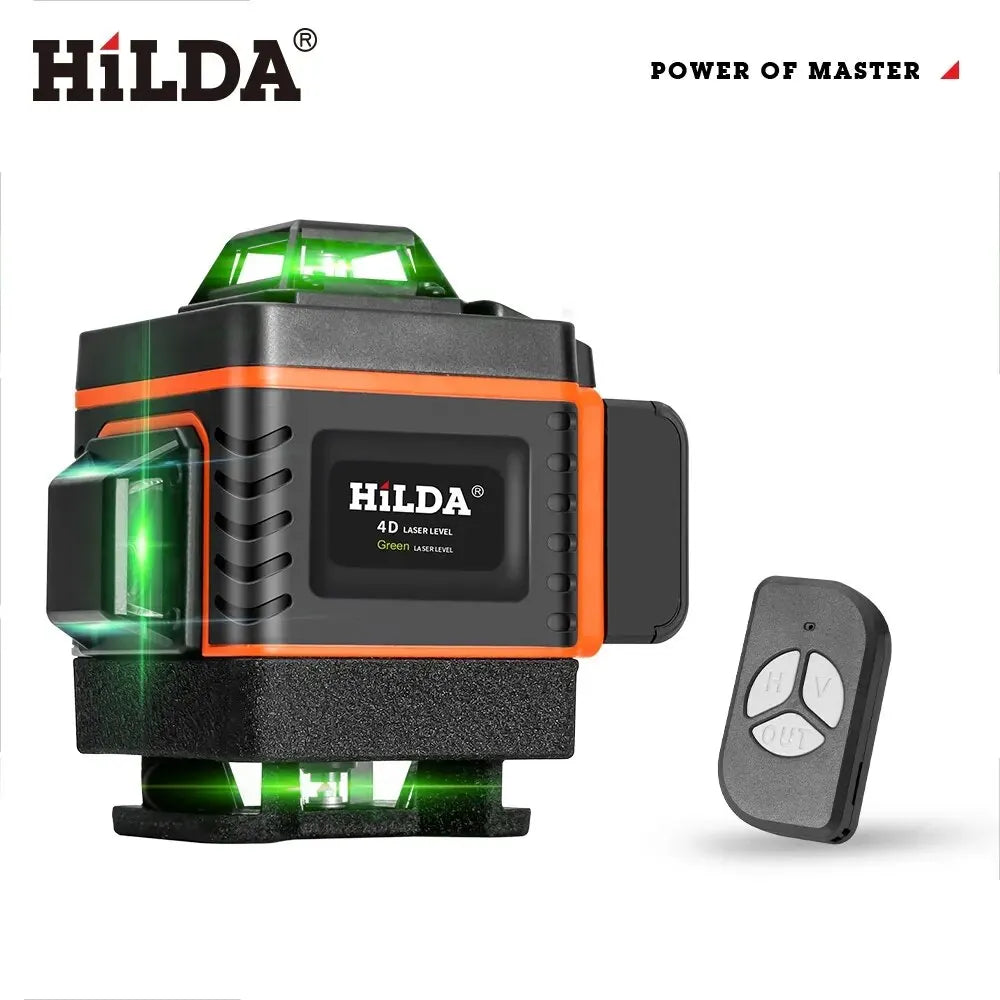 HILDA 16/12Lines 4D Laser Level Green Line SelfLeveling 360 Horizontal And Vertical Super Powerful Laser Level Green Beam