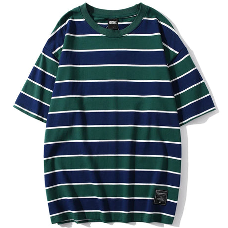 HISTREX 50 Colors Men Women Stripe T Shirt 100% Cotton T-shirt Summer Vintage Crewneck Y2K Oversize Tshirts Tops Tee Women 200g