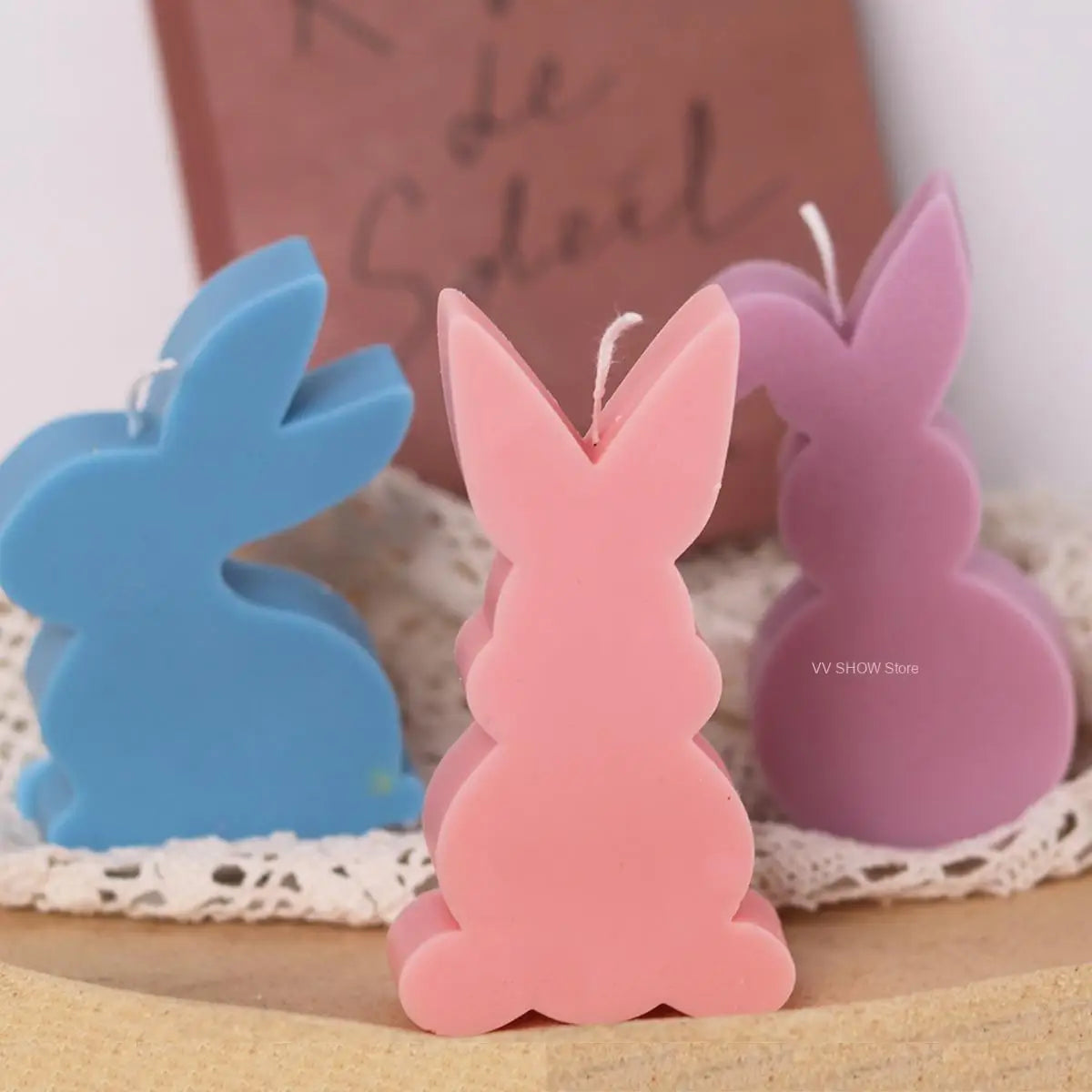 Cute Squatting Rabbit Silicone Mold 3D Animal Candle Scented Making Epoxy Mould DIY Handmade Easter Gift Baking Tools Home Decor