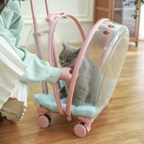 Pink Pet Carrier Trolley for Pet Travel Outdoor Transport Pets Trolley Case Carry Cart for Small Medium Dogs Cats Pet Supplies