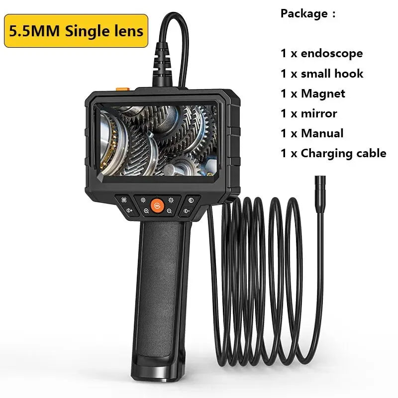 Handhel Industrial Endoscope 1080P4.3'' IPS Screen Rigid Cable Pipe Sewer Inspection Camera Borescope IP67 Waterproof 2000mAh