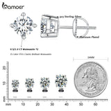 BAMOER Moissanite Earrings for Women Solid 925 Sterling Silver Heart Prong 2CTW D VVS1 Lab Diamonds Sparkling Wedding Jewelry