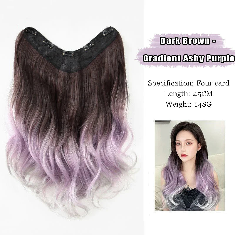 FORLISEE Synthetic Long Curly Hair Gradient Paris Painted Wig Patches With Increased Hair Volume And Fluffy Hair Extensions