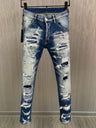 new BRAND Men Jeans Badge Printed dsq2 Coolguy Boy Long Pants Straight Multiple Pockets Hole Skinny Diamond-embedded jeans pant