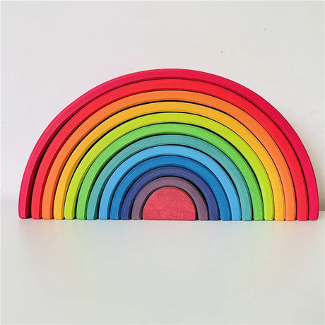 Large Wooden Rainbow Stacker Blocks Nordic Toys Loose Parts Play Wood Blocks Kids Peg Dolls Educational Toys for Children