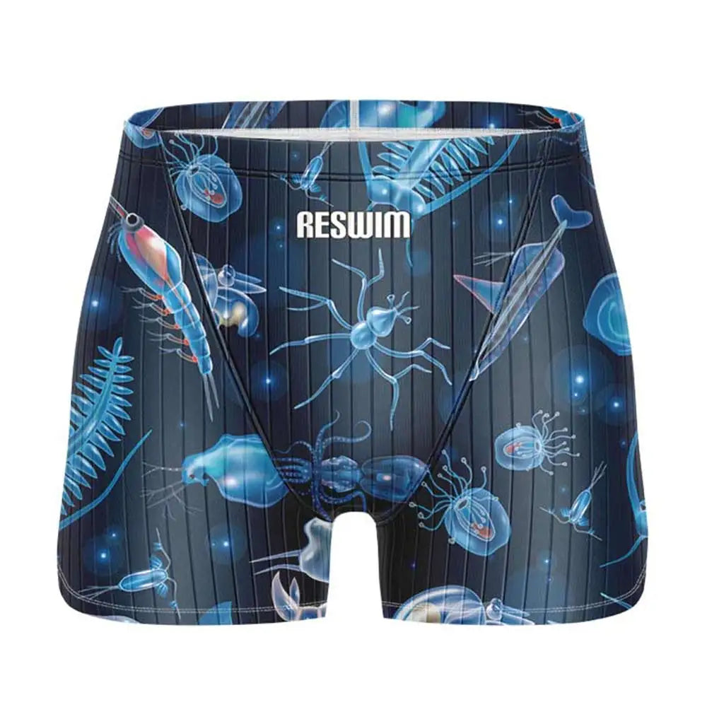 2024 Summer Swimming Trunks Men's Professional Tights Jammer Swimwear Outdoor Beach Printed Durable Training Surfing Swim Shorts