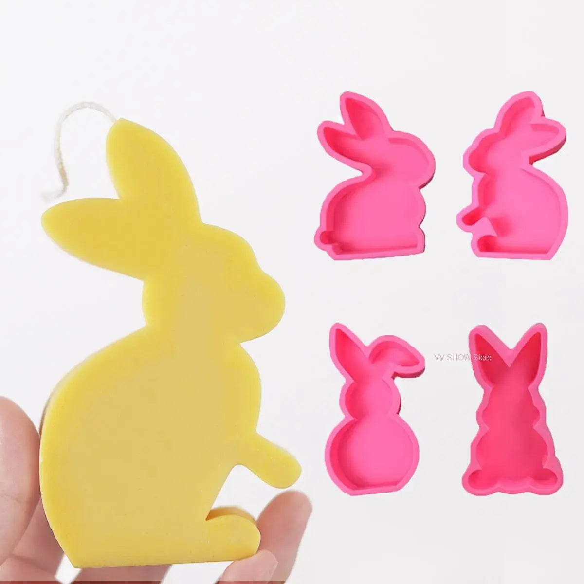 Cute Squatting Rabbit Silicone Mold 3D Animal Candle Scented Making Epoxy Mould DIY Handmade Easter Gift Baking Tools Home Decor