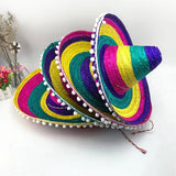 Colorful Straw Hats Mexican Style Outdoor Sun Protection Bamboo Weaving Wide Brim Hat All Seasons Party Supplies Halloween