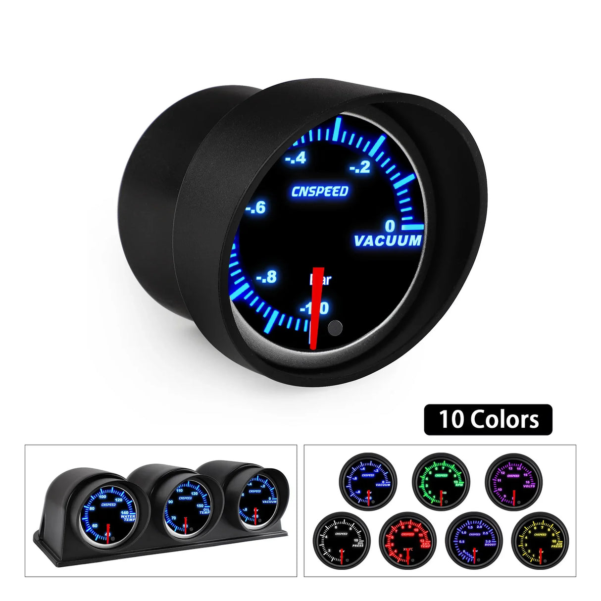 Universal 2" 52mm 10 Color LED 12V Racing Turbo Boost Gauge RPM Tachometer Water Oil Temperature Meter Red Pointer With Sensor