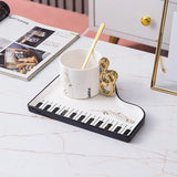 Nordic Creative Piano Black and White Key Ceramic Coffee Cup with Spoon Mug Exquisite Cappuccino Coffee Afternoon Tea Water Cup