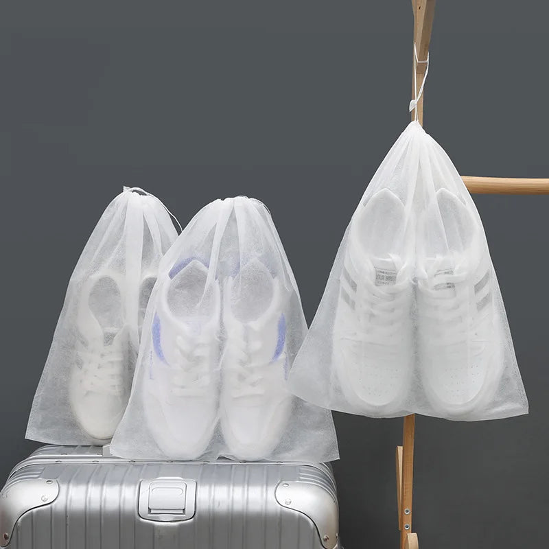 10Pcs/Set Shoe Dust Covers Non-Woven Dustproof Drawstring Clear Storage Bag Travel Pouch Shoe Bags Drying shoes Protect shoes