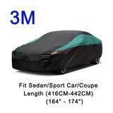 Universal Full Car Covers Outdoor Waterproof Sun Rain Snow UV Protection Black Green Splicing Color Cover Fit SUV/Sedan/Hatchbac