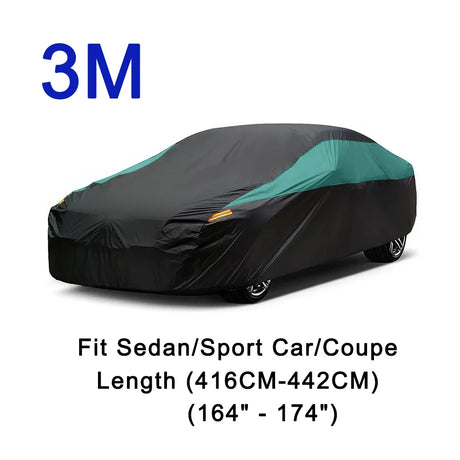 Universal Full Car Covers Outdoor Waterproof Sun Rain Snow UV Protection Black Green Splicing Color Cover Fit SUV/Sedan/Hatchbac