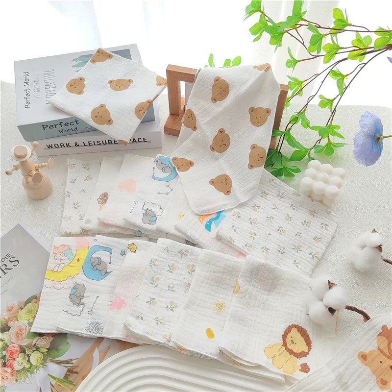 4pcs Baby Towel New Born Items Stuff Soft Muslin Squares Infant Newborn Hand Bath Shower Face Towels Cotton Gauze Baby Washcloth