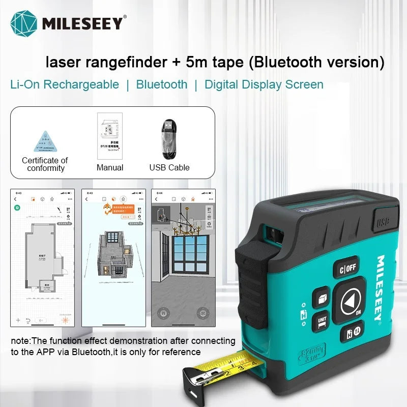 Mileseey DT11 Laser Tape Measure,40M 2-In-1 Digital Laser Meter ,Laser Rangefinder Building Tools Measure Device Ruler