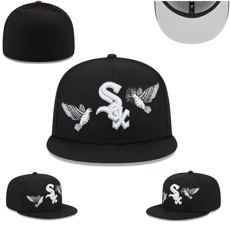 2024New Fitted Hats Classic Black Baseball Cap Team Headwear World Series Patch Embroidered on Right Panel