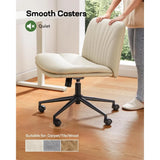 Ergonomic Chair for Office Chairs & Sofas Armless-Office Desk Chair With Wheels: PU Leather Cross Legged Wide Chair Furnitures