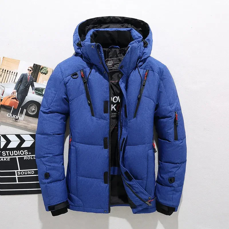 Men's White Duck Down Jacket Warm Hooded Thick Puffer Jacket Coat Male Casual High Quality Overcoat Thermal Winter Parka Men