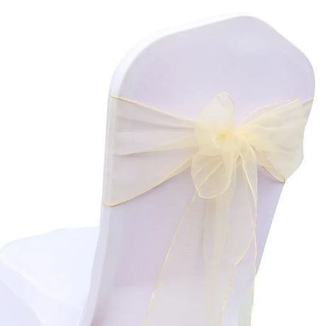 50PCs/lot Wedding Chair Decoration Organza Chair Sashes Knot Bands Chair Bows For for Wedding Party Banquet Event Chair Decors