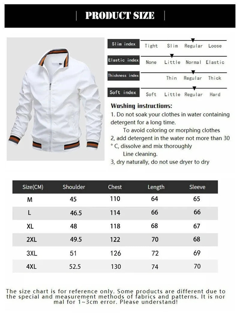 Men's Casual Four Seasons Windproof Waterproof Aviator Jacket Outdoor Sports Stand-Up Collar Zipper Trend Fashion