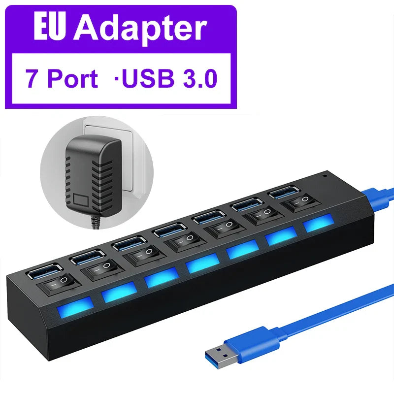 Usb Hub 3 0 Hub USB 3.0 Adapter Multi Ports Use Power Adapter Extensor USB 2.0 PC Computer Accessories switch usb for Laptop