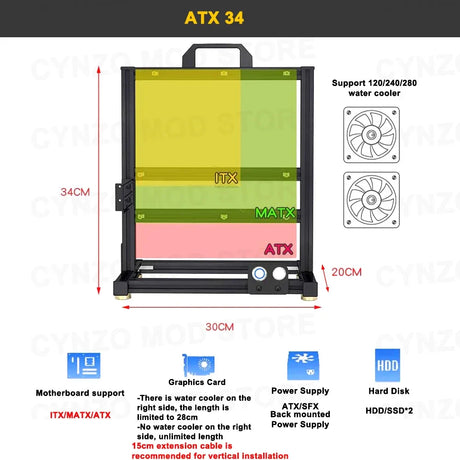 DIY Gamers Cabinet MOD ITX MATX PC Case Open Frame Aluminum Creative ATX EATX Tower Desktop Gaming Computer Chassis Rack
