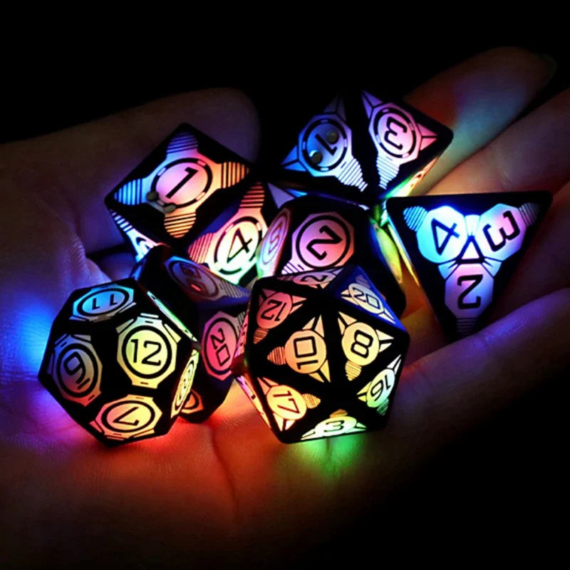 7Pcs Electronic Luminous LED Dice Set Multi Sided Dice Table Game Funny Dice Games Entertainment Toys Board Game Durable