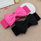 New Fashion Women Bowknot Cummerbunds Elastic Bow Wide Stretch Bukle Waistband Belt Girl Dress Accessories Waist Belts