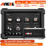 ANCEL X7 HD Heavy Duty Truck Diagnostic Tool Professional Full System 12V 24V Oil D-P-F Regen ECU Reset OBD2 Truck Scanner