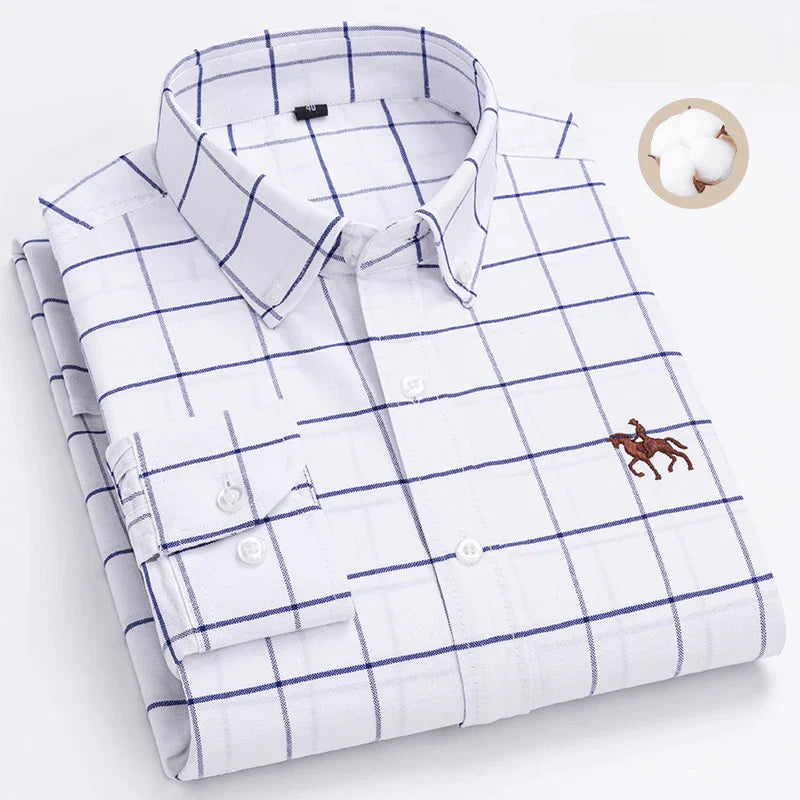 New in shirt oversize 6xl long-sleeve shirts for men 100%cotton Oxford tops slim fit formal plain shirt fashion office clothes