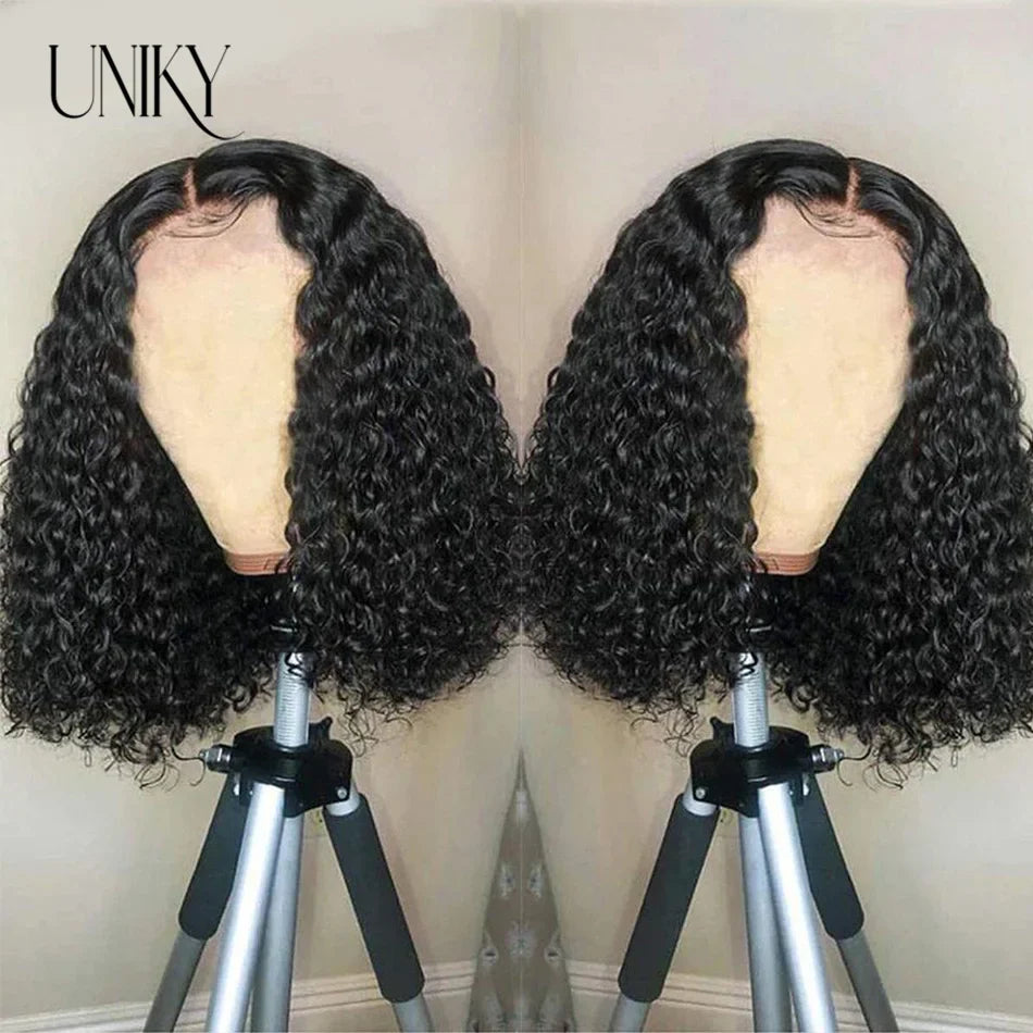 Wigs Human Hair Jerry Curly Lace Front Wig 13x4 Transparent Lace Wig For Women 4x4 Closure Wig Short Bob Human Hair Wig 8-14inch